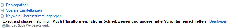 Optout Möglichkeit Matchtypes Optout Möglichkeit für unscharfe Matchtypes